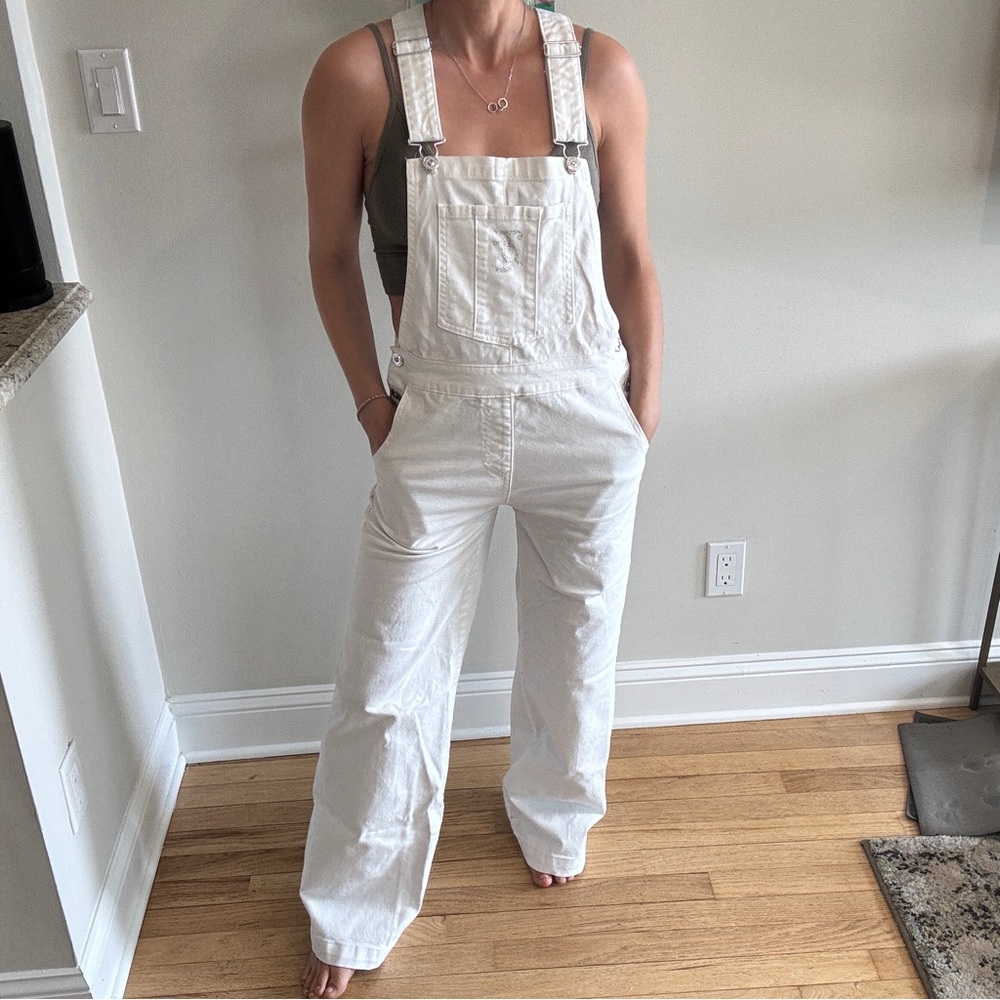 Juicy Couture White Denim Overalls Classic Workwear Style